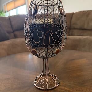 Decorative Metal Wine Glass Cork Holder Home Decor - Great condition!